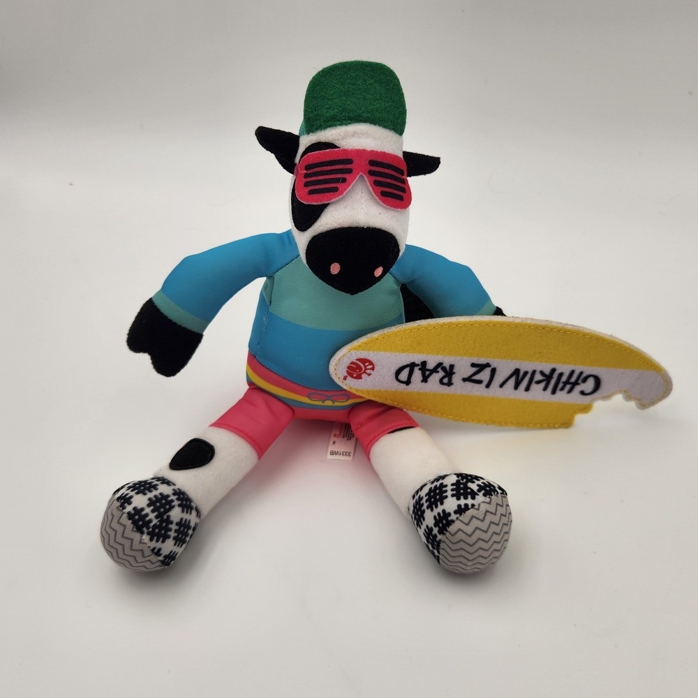 Chick-fil-A Summer 2022 Plush Cow Doll Toy Surf‎ Board Retro Chikin Iz Rad 10"